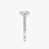 "Angy" 3 Carat Oval Cut Diamond Pave Set Diamond Shoulders Engagement Ring