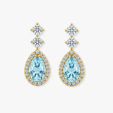 Aquamarine 1.30 Carat Pear Shape Halo Lab Grown Diamond Drop Earrings E1PSA