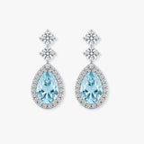 Aquamarine 1.30 Carat Pear Shape Halo Lab Grown Diamond Drop Earrings E1PSA