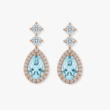 Aquamarine 1.30 Carat Pear Shape Halo Lab Grown Diamond Drop Earrings E1PSA