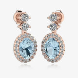 Aquamarine 1.40 Carat Oval Shape Halo Lab Grown Diamond Drop Earrings E1OCA HEERA GOLD