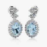 Aquamarine 1.40 Carat Oval Shape Halo Lab Grown Diamond Drop Earrings E1OCA HEERA GOLD