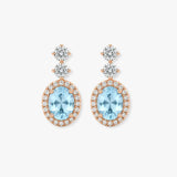 Aquamarine 1.40 Carat Oval Shape Halo Lab Grown Diamond Drop Earrings E1OCA