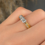 "Aravelle" 0.43 Carat Round Cut Natural Diamond Trilogy Shoulder Engagement Ring MDR1595