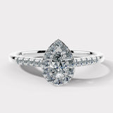 "Arlet" 1 Carat Halo Pear Cut Diamond Shoulder Engagement Ring HAPS06 HEERA DIAMONDS