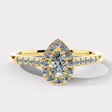 "Arlet" 1 Carat Halo Pear Cut Diamond Shoulder Engagement Ring HAPS06 HEERA DIAMONDS