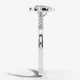 "Arlet" Halo Pear Cut Diamond Shoulder Engagement Ring HAPS06 HEERA DIAMONDS