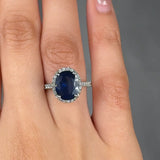 "Arvion" Blue Sapphire 3.4 Carat Oval Cut Diamond Shoulder Engagement Ring HM1469 HEERA DIAMONDS