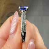 "Arzelle" Tanzanite 0.9 Carat Round Cut Diamond Shoulder Engagement Ring TAMARA HM1 HEERA DIAMONDS
