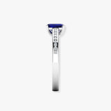 "Arzoya" Blue Sapphire 1.15 Carat Emerald Cut Natural Diamond Shoulder Engagement Ring HR1253