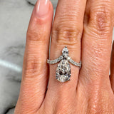 "Aster" Pear Cut 2.5 Carat Diamond Shoulder Platinum Engagement Ring Lifestyle- Top View