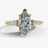 "Aurora" Marquise Cut 4 Carat Diamond Shoulder Matching Set Engagement Ring HEERA DIAMONDS