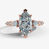 "Aurora" Marquise Cut 4 Carat Diamond Shoulder Matching Set Engagement Ring HEERA DIAMONDS