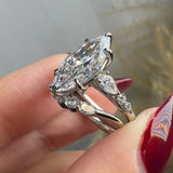 "Aurora" Marquise Cut 4 Carat Diamond Shoulder Matching Set Engagement Ring