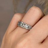 "Avani" Baguette Cut Diamonds Bordered with Round Diamonds Eternity Band Ring - HEERA DIAMONDS