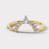 "Avena" Floral Pear Cut Centre 0.30ct Diamond V Shape Eternity Ring ET30