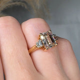 "Avenorix" Brown 2.5 Carat Emerald Cut Trilogy Lab Grown Diamond Engagement Ring HLM514 HEERA DIAMONDS