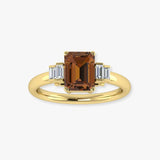 "Avenorix" Brown 2.5 Carat Emerald Cut Trilogy Lab Grown Diamond Engagement Ring HLM514