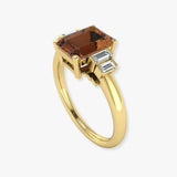 "Avenorix" Brown 2.5 Carat Emerald Cut Trilogy Lab Grown Diamond Engagement Ring HLM514