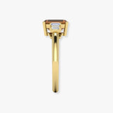 "Avenorix" Brown 2.5 Carat Emerald Cut Trilogy Lab Grown Diamond Engagement Ring HLM514