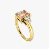 "Avenorix" Brown 2.5 Carat Emerald Cut Trilogy Lab Grown Diamond Engagement Ring HLM514