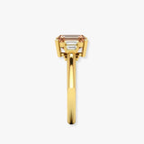 "Avenorix" Brown 2.5 Carat Emerald Cut Trilogy Lab Grown Diamond Engagement Ring HLM514