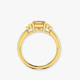 "Avenorix" Brown 2.5 Carat Emerald Cut Trilogy Lab Grown Diamond Engagement Ring HLM514