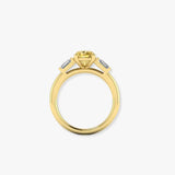 "Avenqor" Yellow 1.52 Carat Pear Cut Trilogy Lab Grown Diamond Engagement Ring HLM520