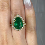 "Avionne" Green 4.15 Carat Pear Cut Diamond Shoulder Engagement Ring HM2051 HEERA DIAMONDS