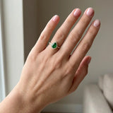 "Avionne" Green 4.15 Carat Pear Cut Natural Diamond Shoulder Engagement Ring HM2051