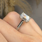"Avren" 3.54 Carat Emerald Cut Lab Grown Diamond Shoulder Engagement Ring HLR486