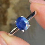 "Avyron" Blue Sapphire 0.81 Carat Oval Cut Solitaire Natural Diamond Engagement Ring HR704