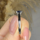 "Avyron" Blue Sapphire 0.81 Carat Oval Cut Solitaire Natural Diamond Engagement Ring HR704