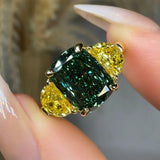 "Azyraen" Green 2.01 Carat Elongated Cushion Trilogy Lab Grown Diamond Engagement Ring HLR460 HEERA DIAMONDS