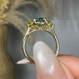 "Azyraen" Green 2.01 Carat Elongated Cushion Trilogy Lab Grown Diamond Engagement Ring HLR460 HEERA DIAMONDS
