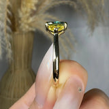 "Azyraen" Green 2.01 Carat Elongated Cushion Trilogy Lab Grown Diamond Engagement Ring HLR460 HEERA DIAMONDS