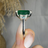 "Azyx" Emerald Green 9.18 Carat Emerald Cut Trilogy Lab Grown Diamond Engagement Ring HR844 HEERA DIAMONDS