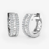 BAGUETTE AND ROUND CUT DIAMOND HOOP EARRING