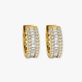BAGUETTE AND ROUND CUT DIAMOND HOOP EARRING