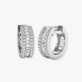BAGUETTE AND ROUND CUT DIAMOND HOOP EARRING