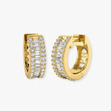 BAGUETTE AND ROUND CUT DIAMOND HOOP EARRING
