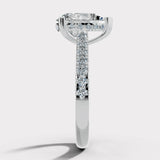 "Bambi" Under Hidden Halo 3 Carat Pear Cut Diamond Shoulders Engagement Ring