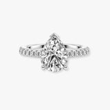 "Bambi" Under Hidden Halo 3 Carat Pear Cut Diamond Shoulders Engagement Ring