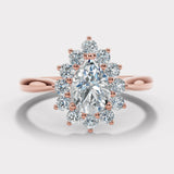 "Bianca" 1 Carat Star Shape Halo Pear Cut Diamond Engagement Ring HAPS05