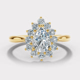 "Bianca" 1 Carat Star Shape Halo Pear Cut Diamond Engagement Ring HAPS05