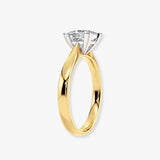 "Brooke" 2.50 Carat Solitaire Asscher Cut Diamond Platinum Prongs Yellow Gold Band Engagement Ring