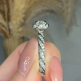 "Cal" 0.53 Carat Round Cut Natural Diamond Shoulder Engagement Ring HM781