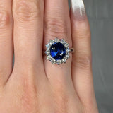 "Calvionyx" Blue Sapphire 3.11 Carat Cushion Mixed Cut Diamond Engagement Ring RAM1255R HEERA DIAMONDS