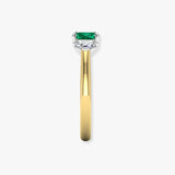"Calyrex" Emerald Green 3.4 Carat Cushion Cut Trilogy Natural Diamond Engagement Ring HR1846