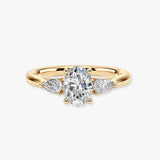 "Camila" 1 Carat Three Stone Oval Cut with Pear Diamond Trilogy Engagement Ring 3SOC05